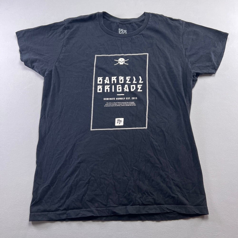 Barbell Brigade T Shirt Men Large Black Dominate Humbly Skull Graphic Streetwear